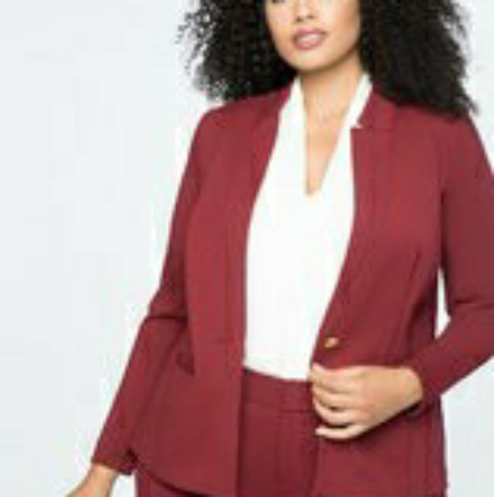 Eloquii Cabernet 9-to-5 Stretch Pintuck Blazer